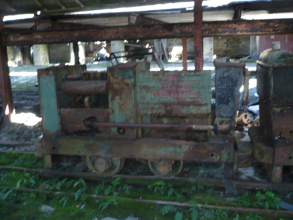 The carcass of a Ruston 4 wheel diesel loco inside the mill