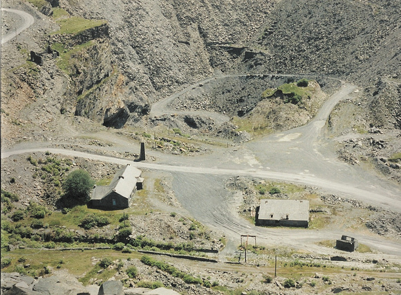 A view down into Bowydd quarry showing the foot of the incline from Maenofferen