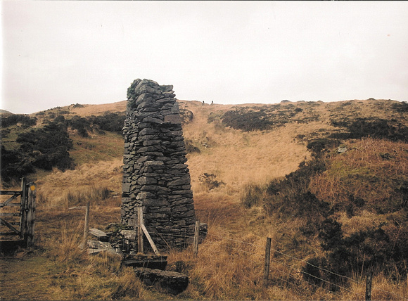 'Launder' pillar at Prince of Wales quarry at the head of the valley and end of Gorseddau tramway. It once held a, probably, wooden trough carrying water to a water powered mill.