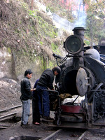 A 'B' Class has it's smokebox cleaned at Darjeeling shed