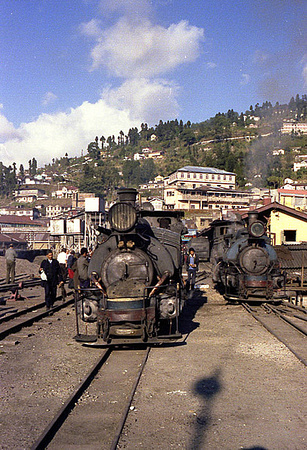 Two B class locos in the terminus at Darjeeling 1980