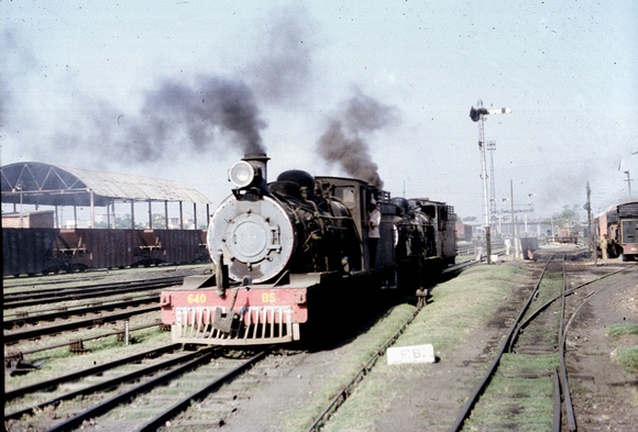 Two BS class 2-8-2s in the shed yard at Ranchi.1982