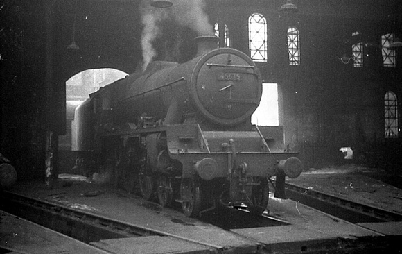 Jubilee 45675 in Leeds Holbeck shed 1965