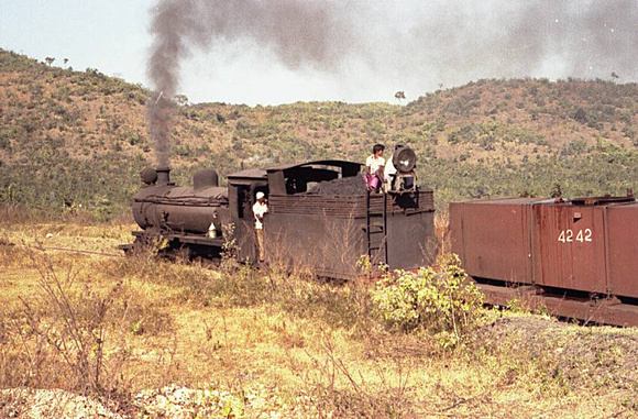 Kerr Stuart 1922 built 2' gauge 2-8-2 at Visvesvaraya Iron and Steel at Bhadravati,1979