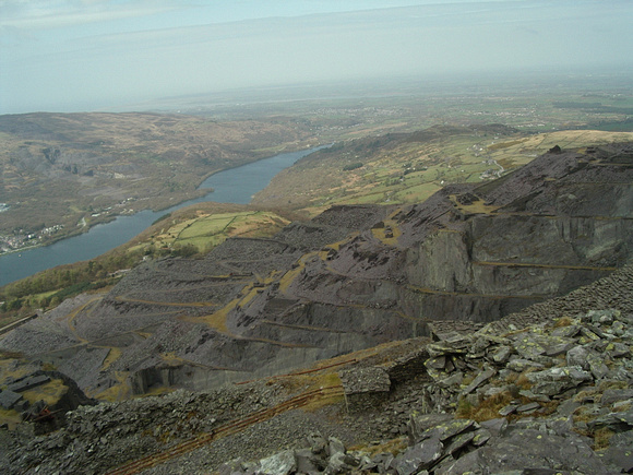 A general view of the workings at the west end of the site with Llyn Padarn and Llanberis visible