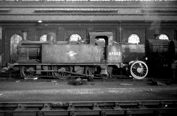 Ex LMS Jinty 47202[with condensing apparatus] at Derby shed