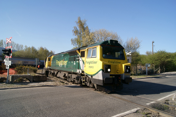 Freightliner class 70 70002 heads for the loading pad at Ellesmere Port with empty coal hoppers to return full  to Fiddlers Ferry Power Station