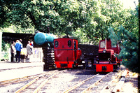 South Tynedale Railway in 1994 with 'Helen Kathryn', built by Henschel of Germany in 1948, in Alston station with Hudswell Clark diesel  now name 'Naworth'