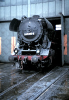 An'Elephant' Class 44 2-10-0 pokes it's nose out of the shed at Saalfeld