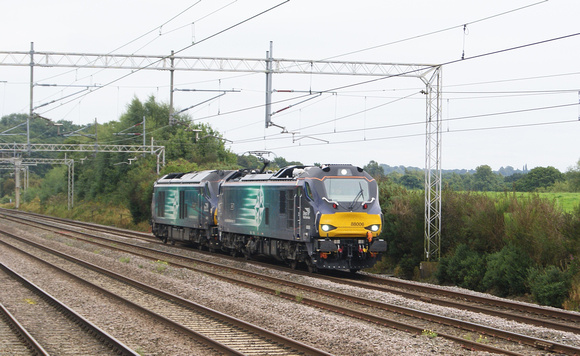 Two Class 88s heading northbound at Acton Bridge. August 2017