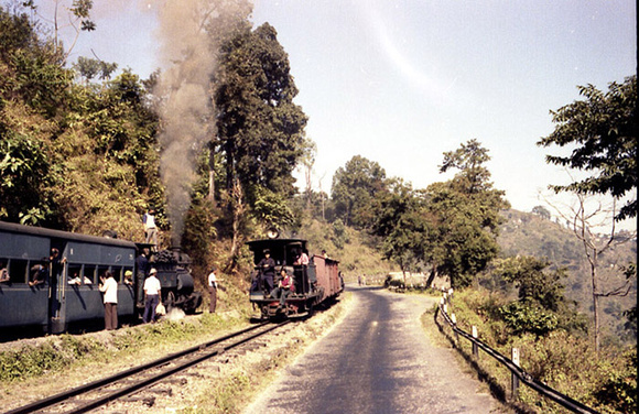 A service train passes our special on the DHR.1980.