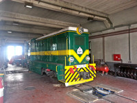 Romanian built diesel in the depot at Sargan Vitasi on the preserved section to Mokra Gora, Serbia. July 2013