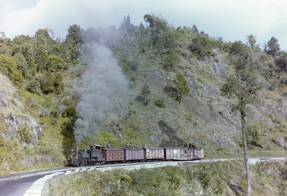 A sight no longer see,n a freight train on the Darjeeling line in 1980