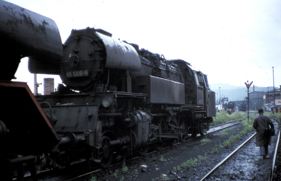 Br 65 2-8-4 tank 65-1006 at Saalfeld. This class worked trains to Arnstadt.