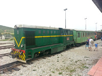 Regular tourist train waiting departure at Sargan Vitasi