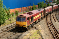 Having run round its train in Latchford sidings 60045 heads towards Fiddlers Ferry on the low level line. 29.05.12